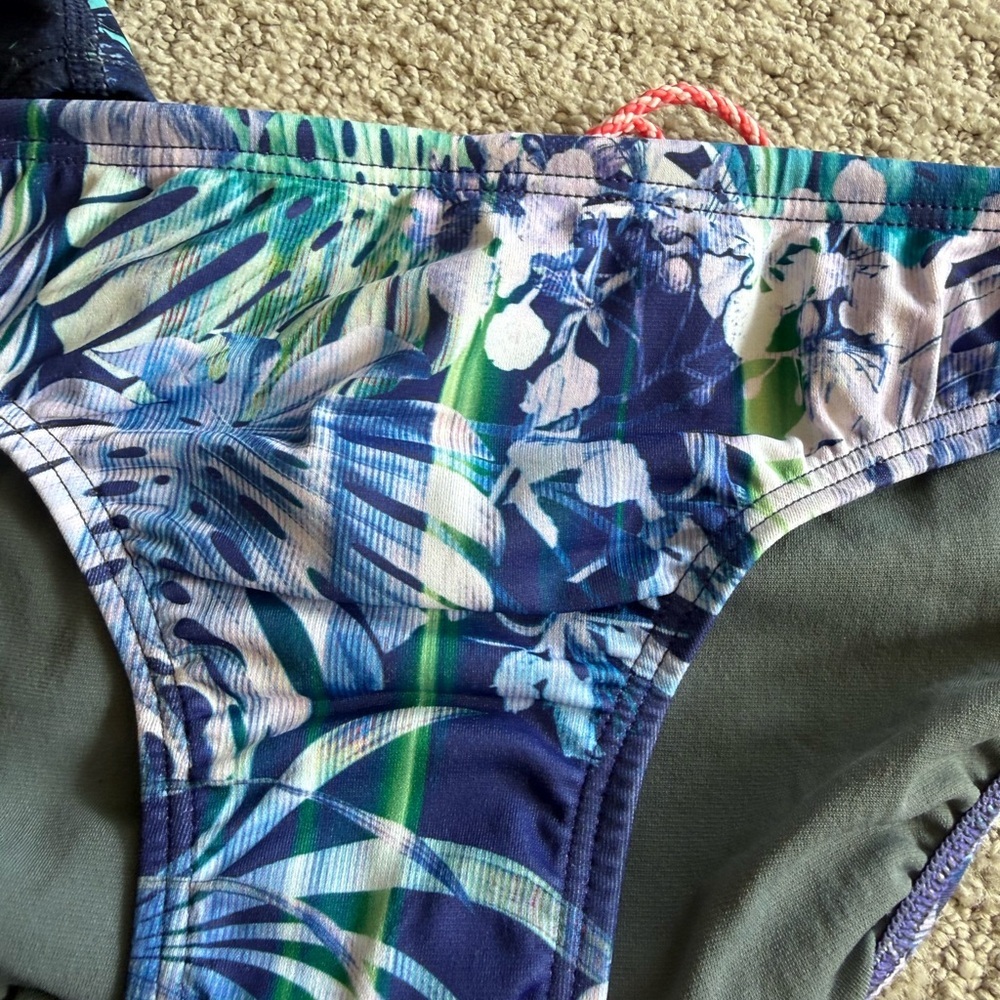 Jolyn Clothing Andy Style Blue and Green Tropical Bikini Bottoms - Picture 3 of 7
